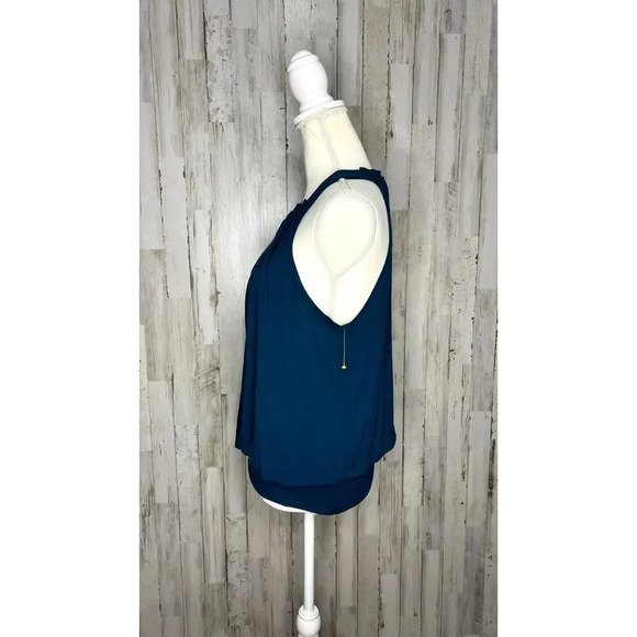 Express Women's Sleeveless Halter Blouse Blue Size S Backless Pleated - Picture 5 of 6